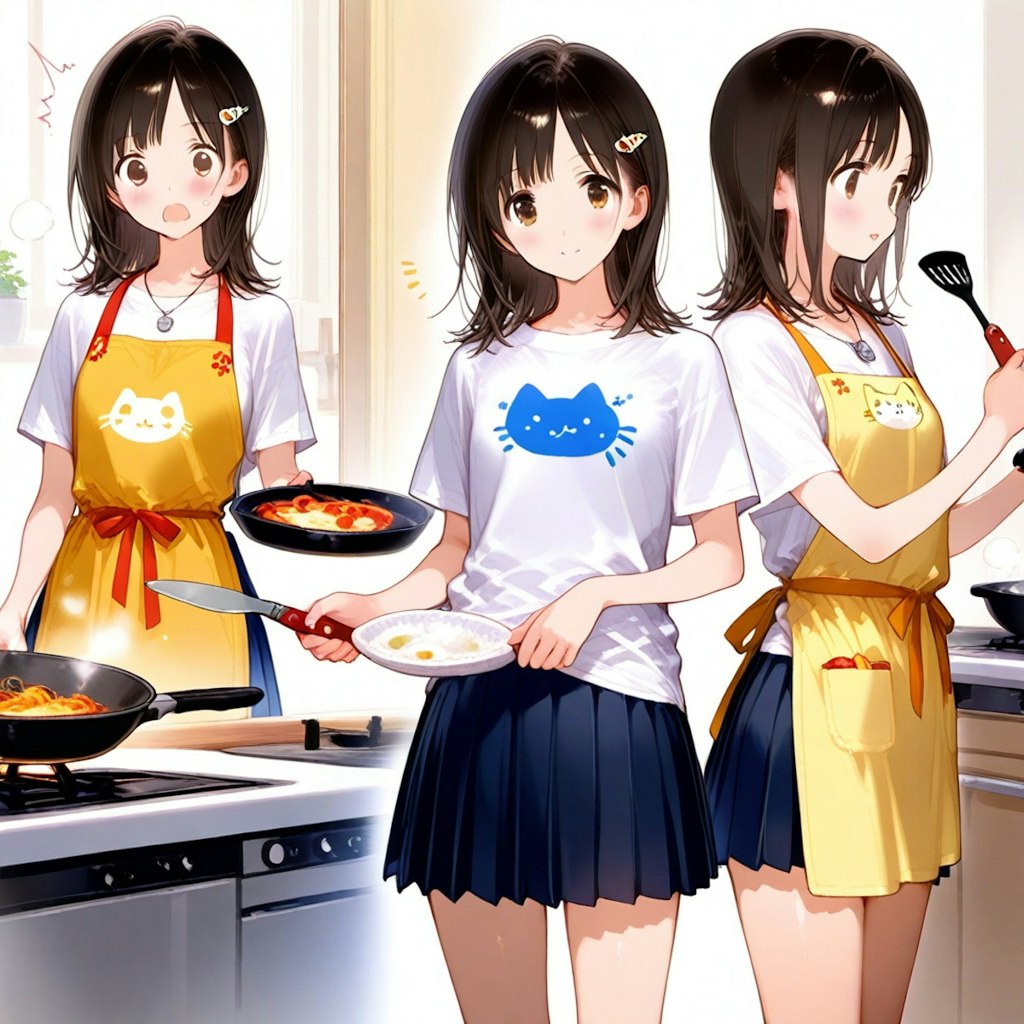 料理に挑戦中、つまみ食いしようとしたら怒られました。