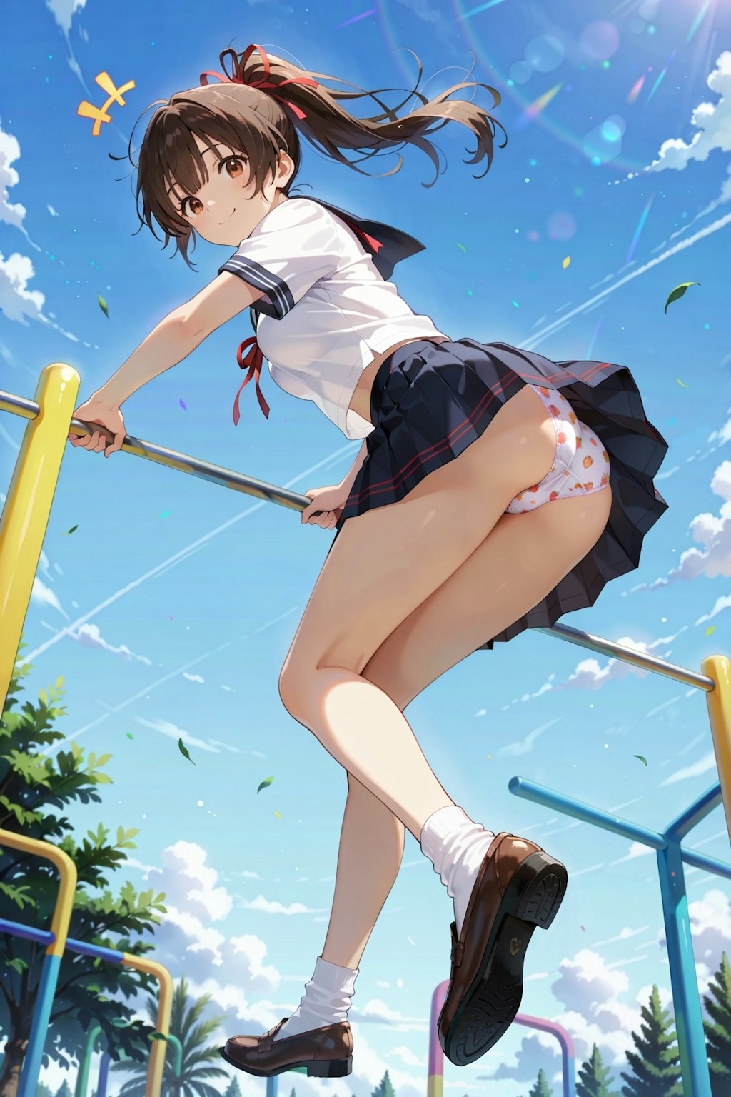 公園で制服パンチラ撮影会 Y718