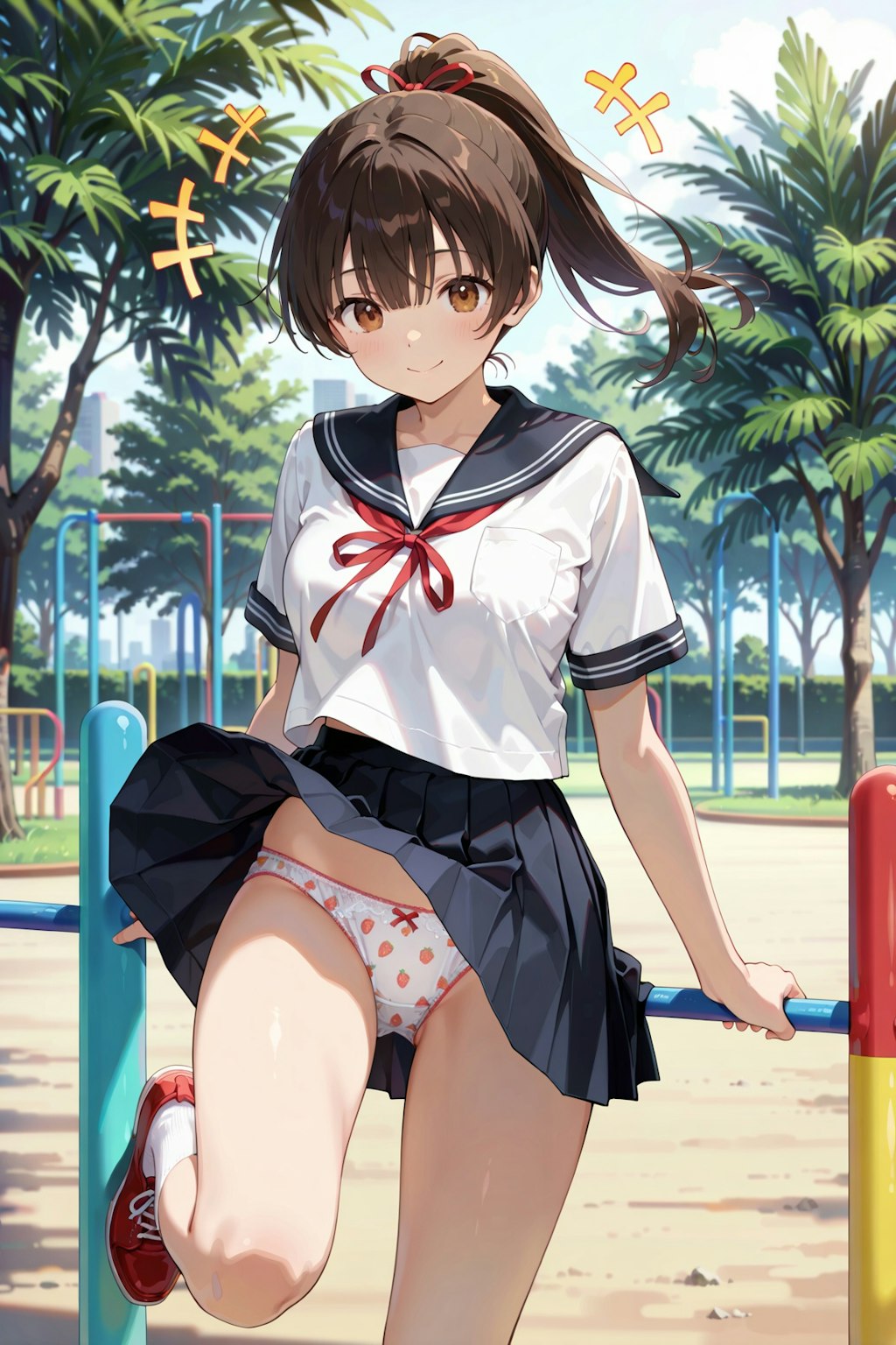 公園で制服パンチラ撮影会 Y718
