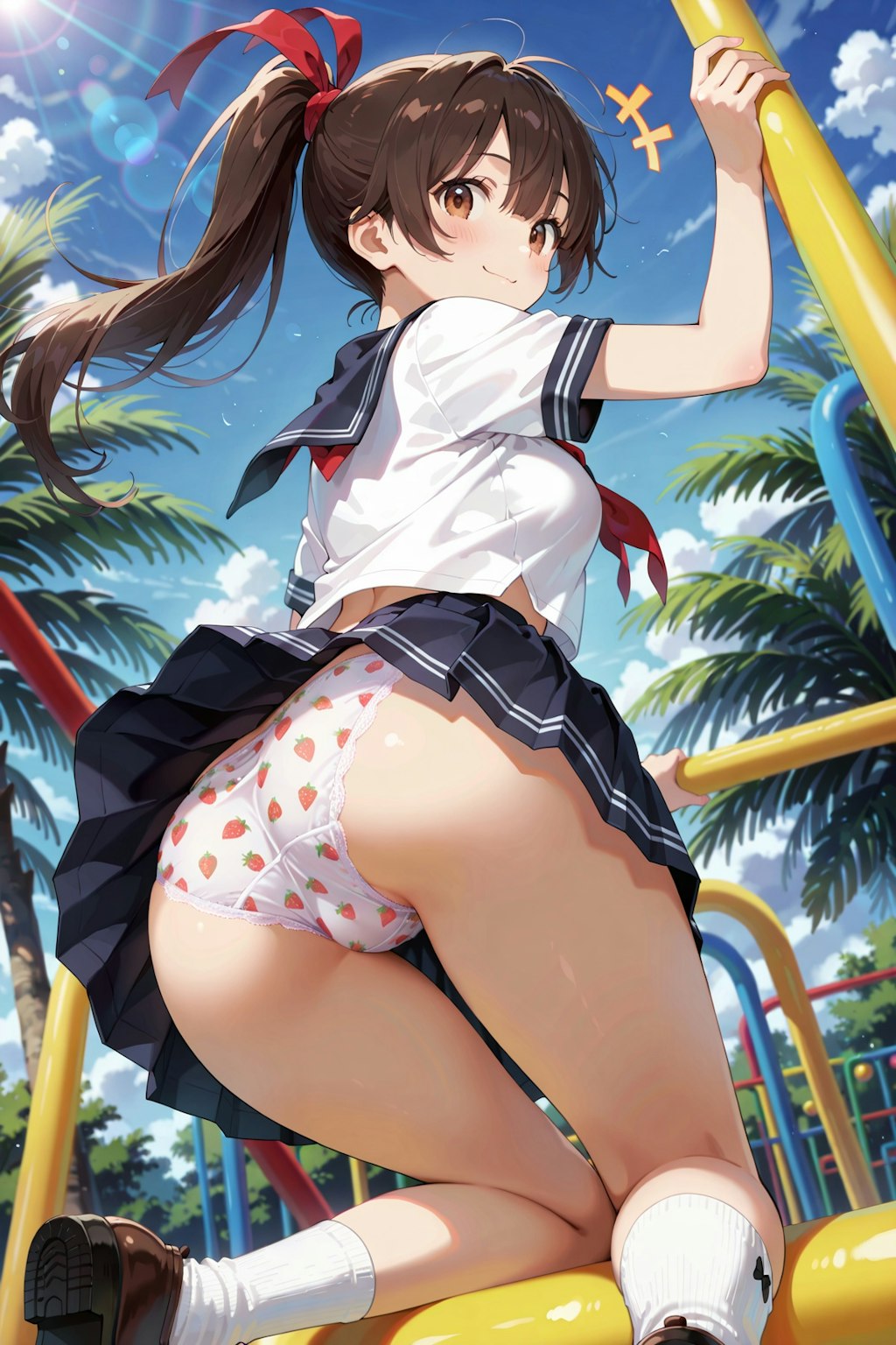 公園で制服パンチラ撮影会 Y718
