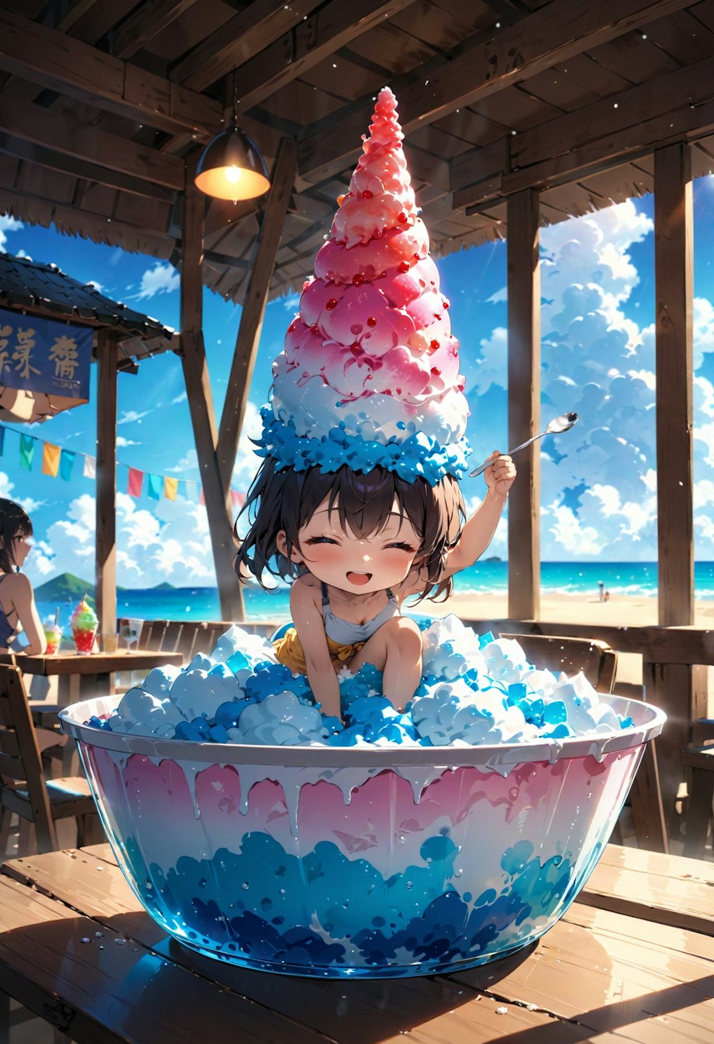 girl on shaved ice