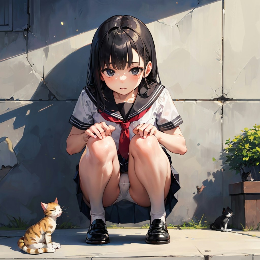 猫と遊びたい女の子