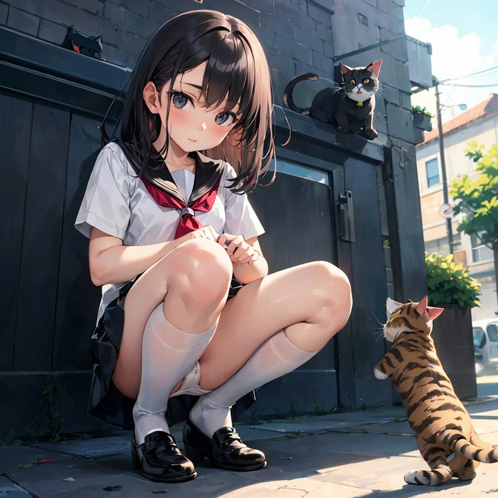 猫と遊びたい女の子