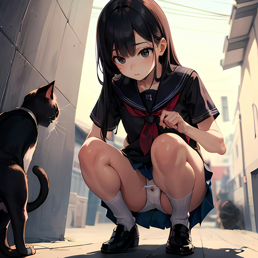 猫と遊びたい女の子