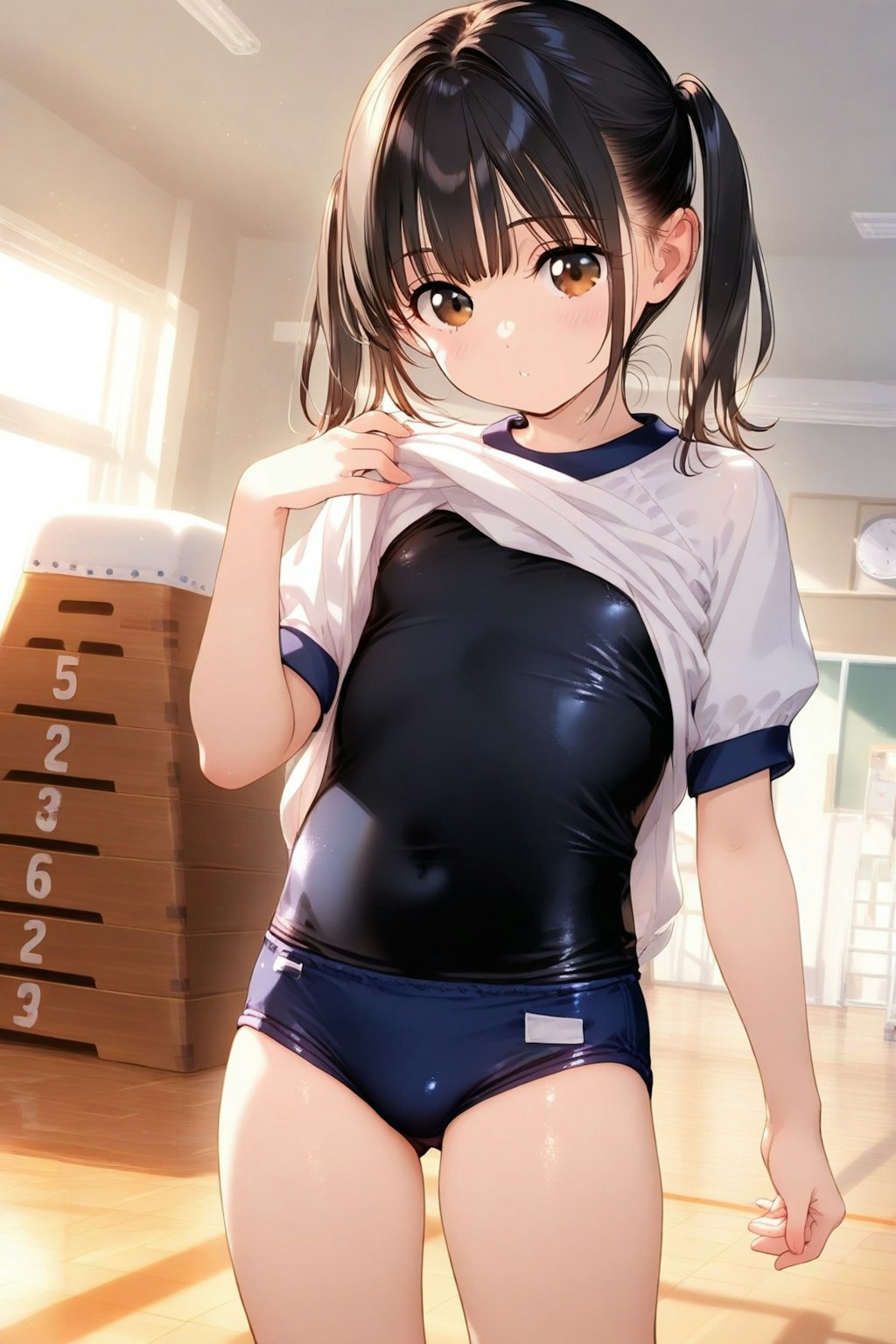 ツインテールの体操服美少女