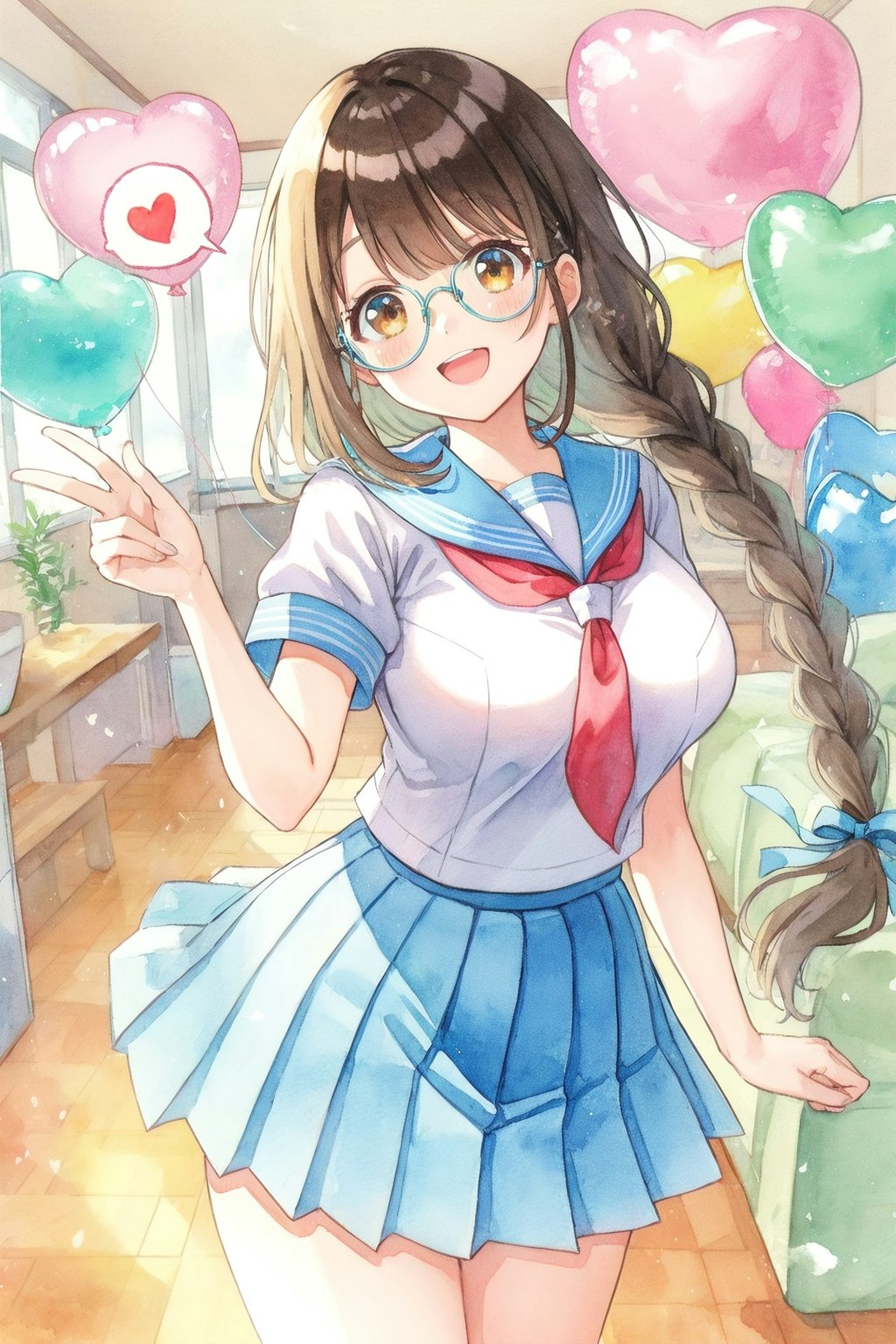 ハートバルーン❤️とピース✌️