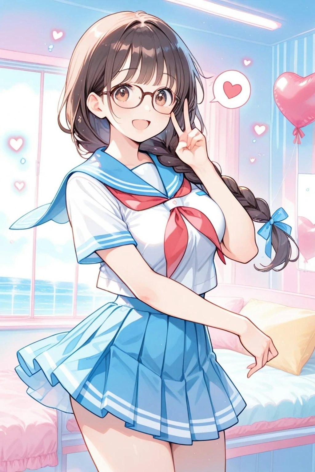 ハートバルーン❤️とピース✌️