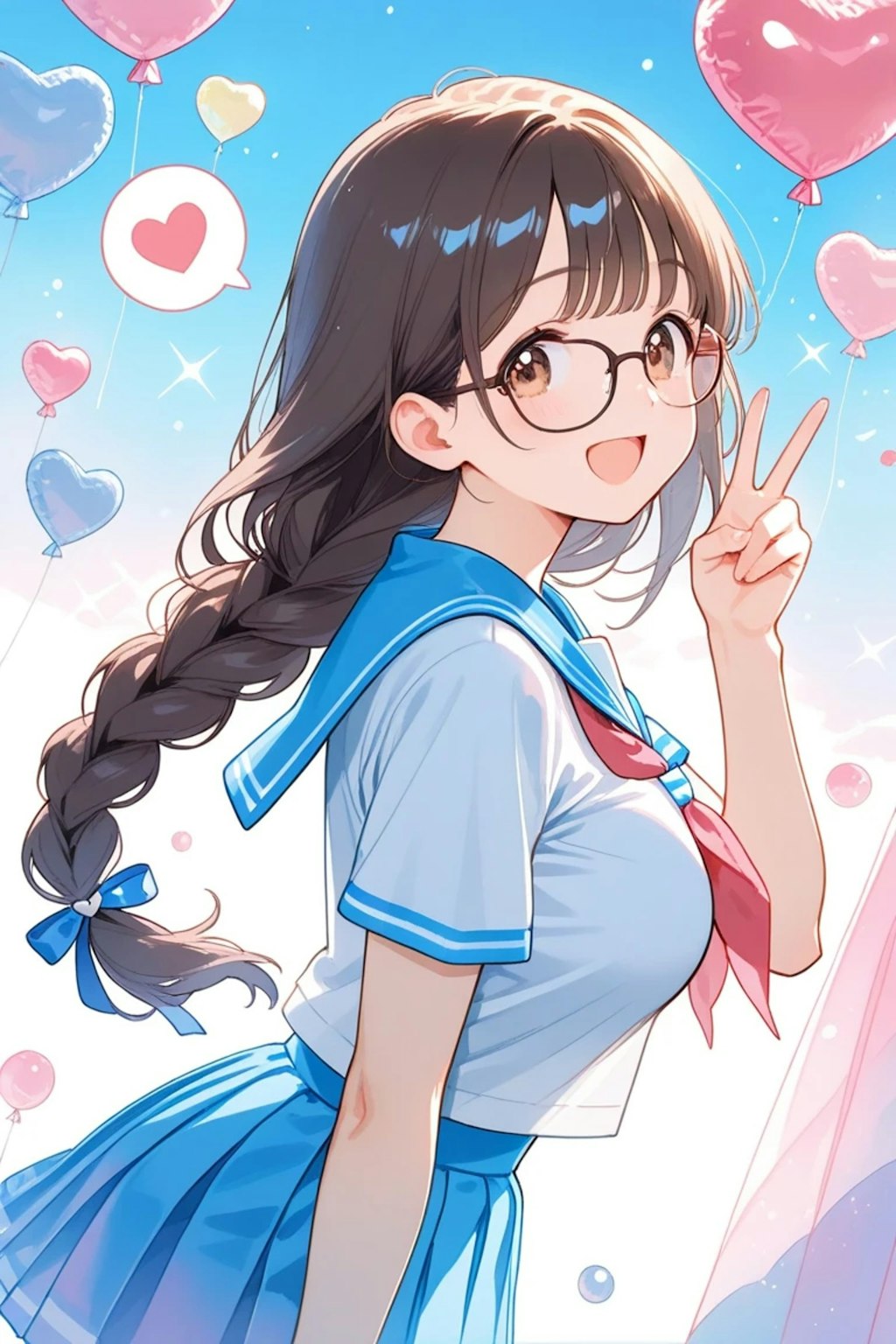 ハートバルーン❤️とピース✌️