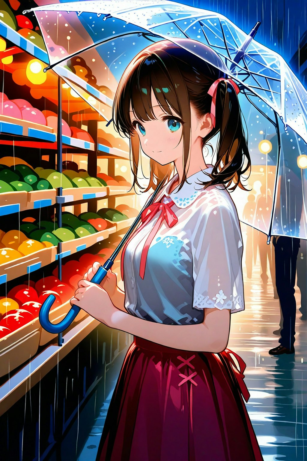 雨の市場