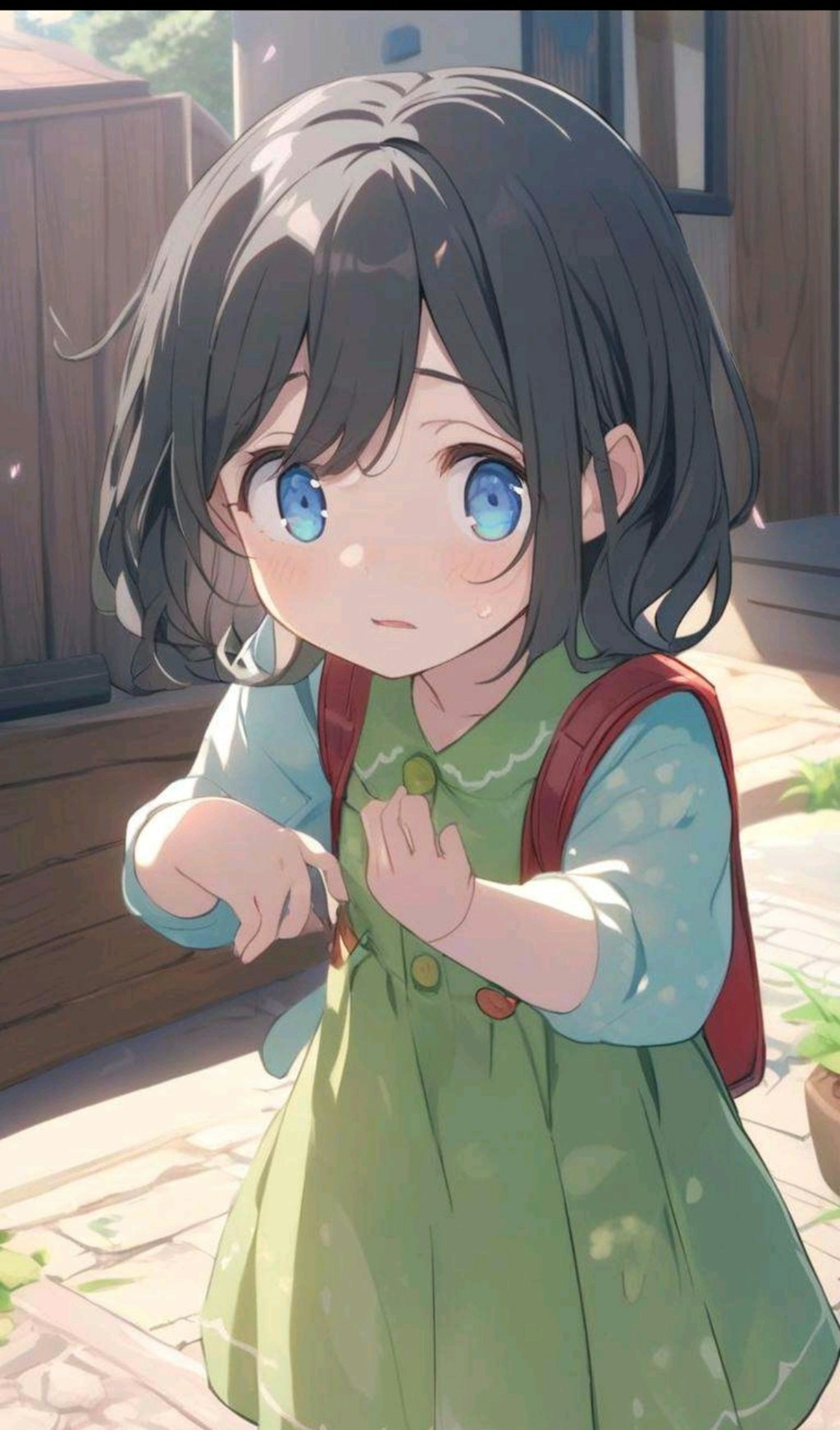 家の鍵をかけたか不安になる小さな女の子