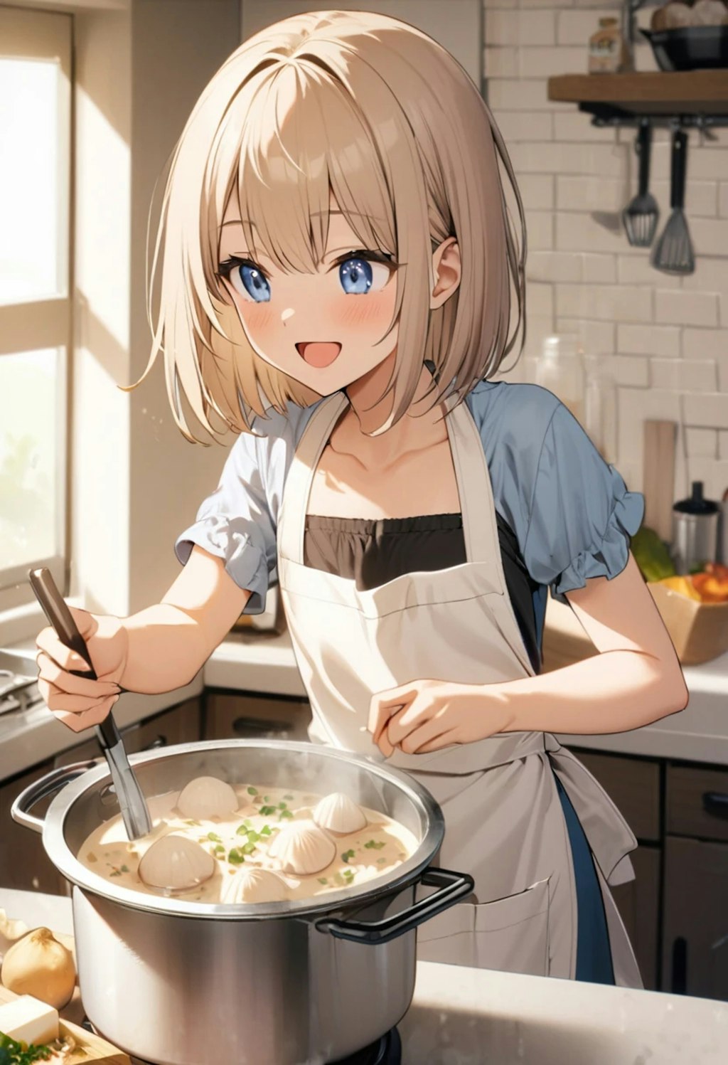 豆乳、料理を作る😄