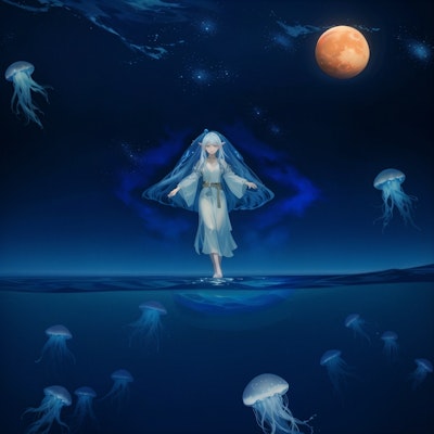 海月と妖精と夜の海