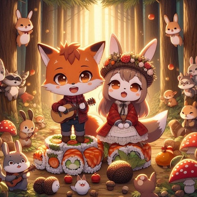 森の二次会(狐の嫁入り)