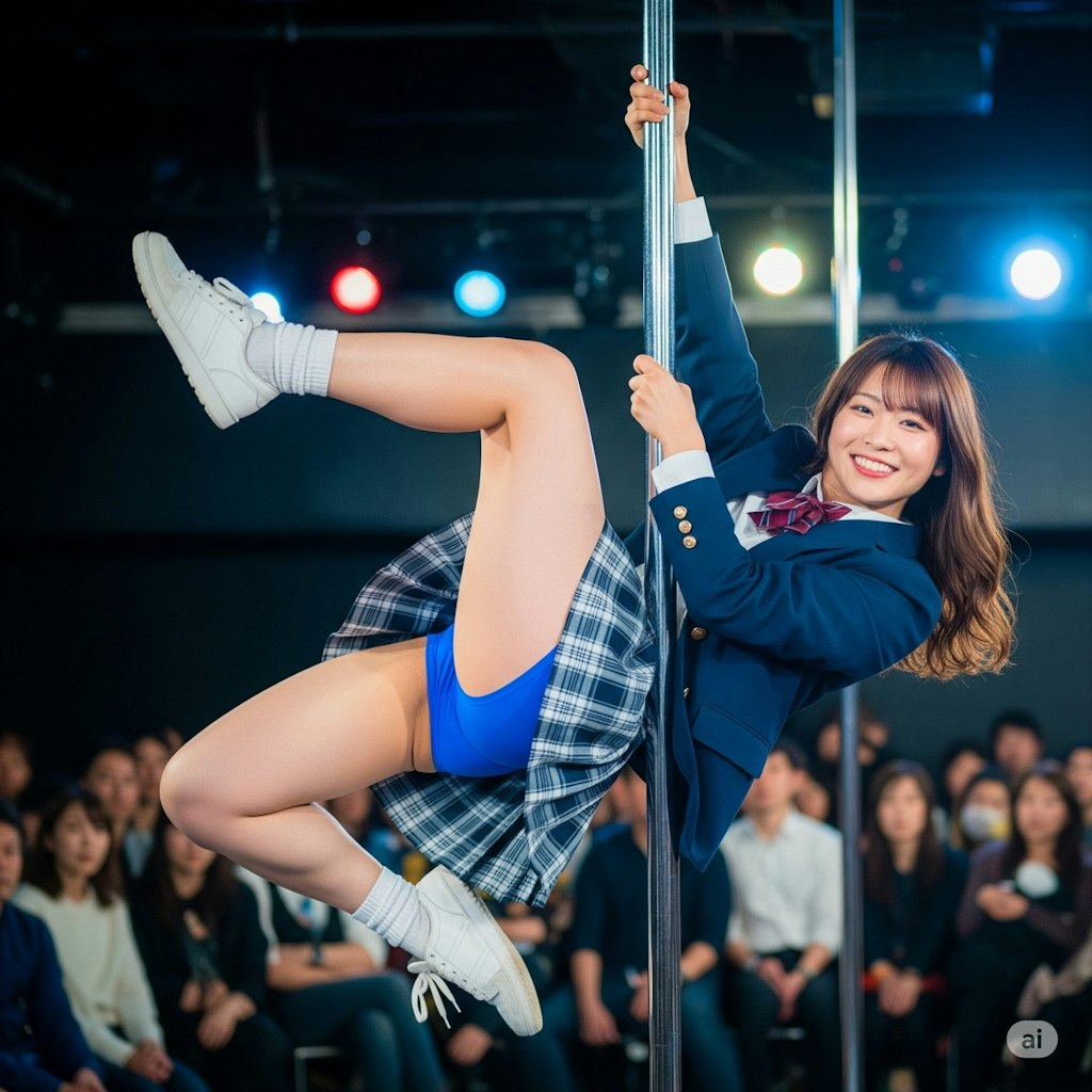 ブレザー＋ブルマのポールダンサー