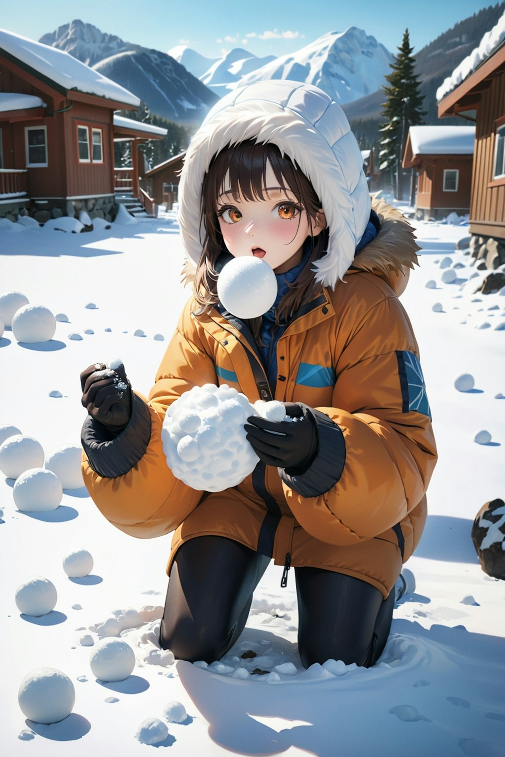 雪玉で遊ぼう