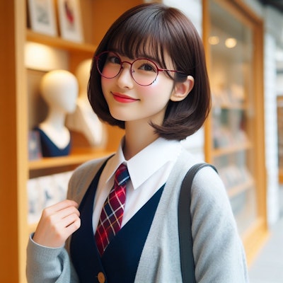 眼鏡女子 楓の京都のお土産屋さん