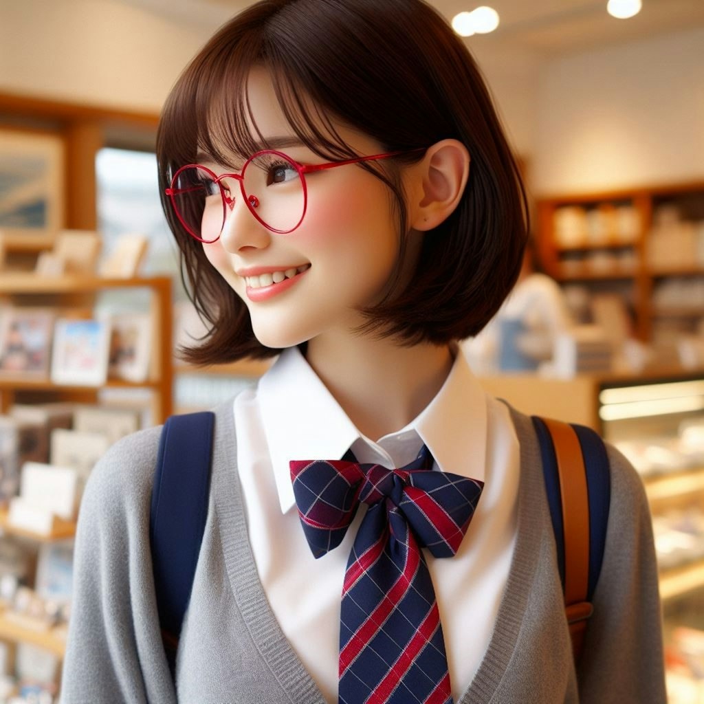 眼鏡女子 楓の京都のお土産屋さん