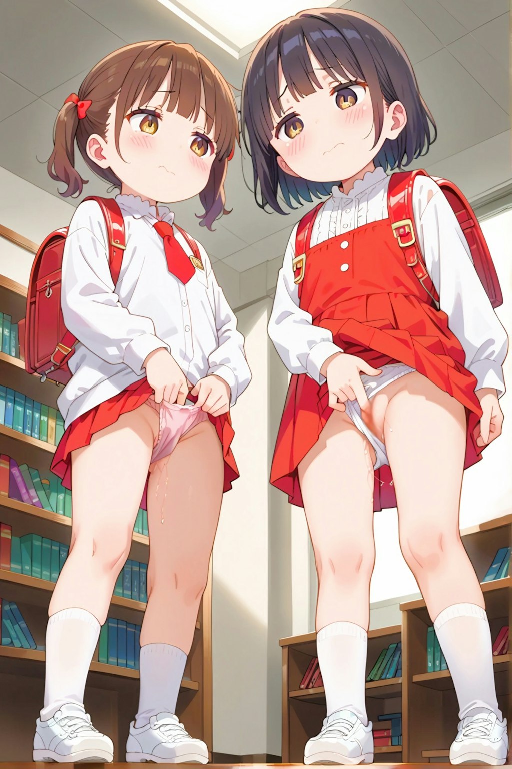 図書室でオナニーしちゃう二人の女の子・・・❤