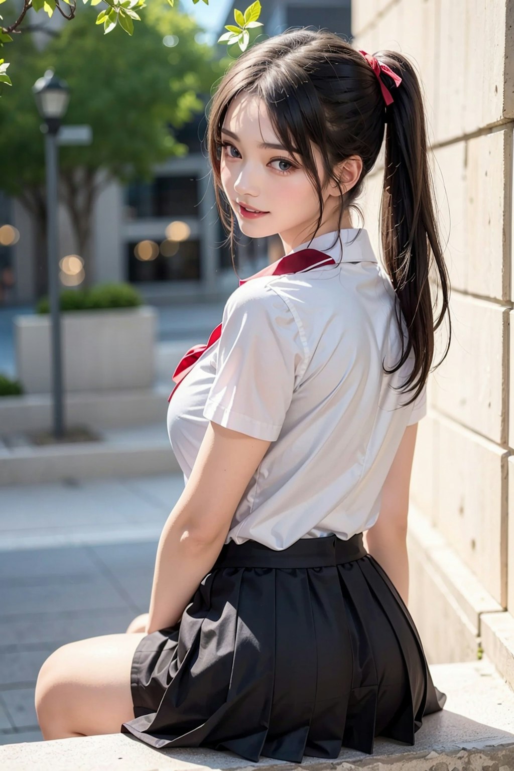 健全　ポニテ４　制服