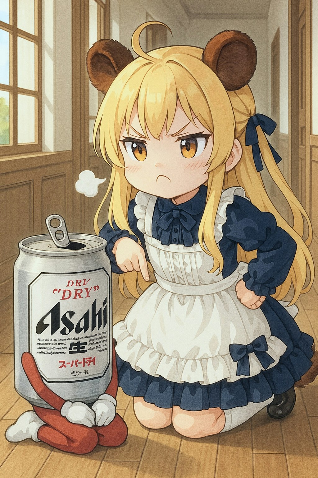 女の子達にお説教されるビール缶