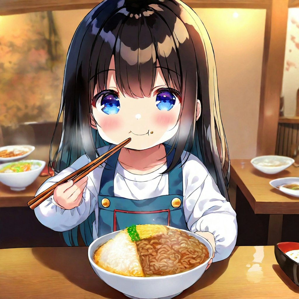 いっぱい食べてる小さな女の子