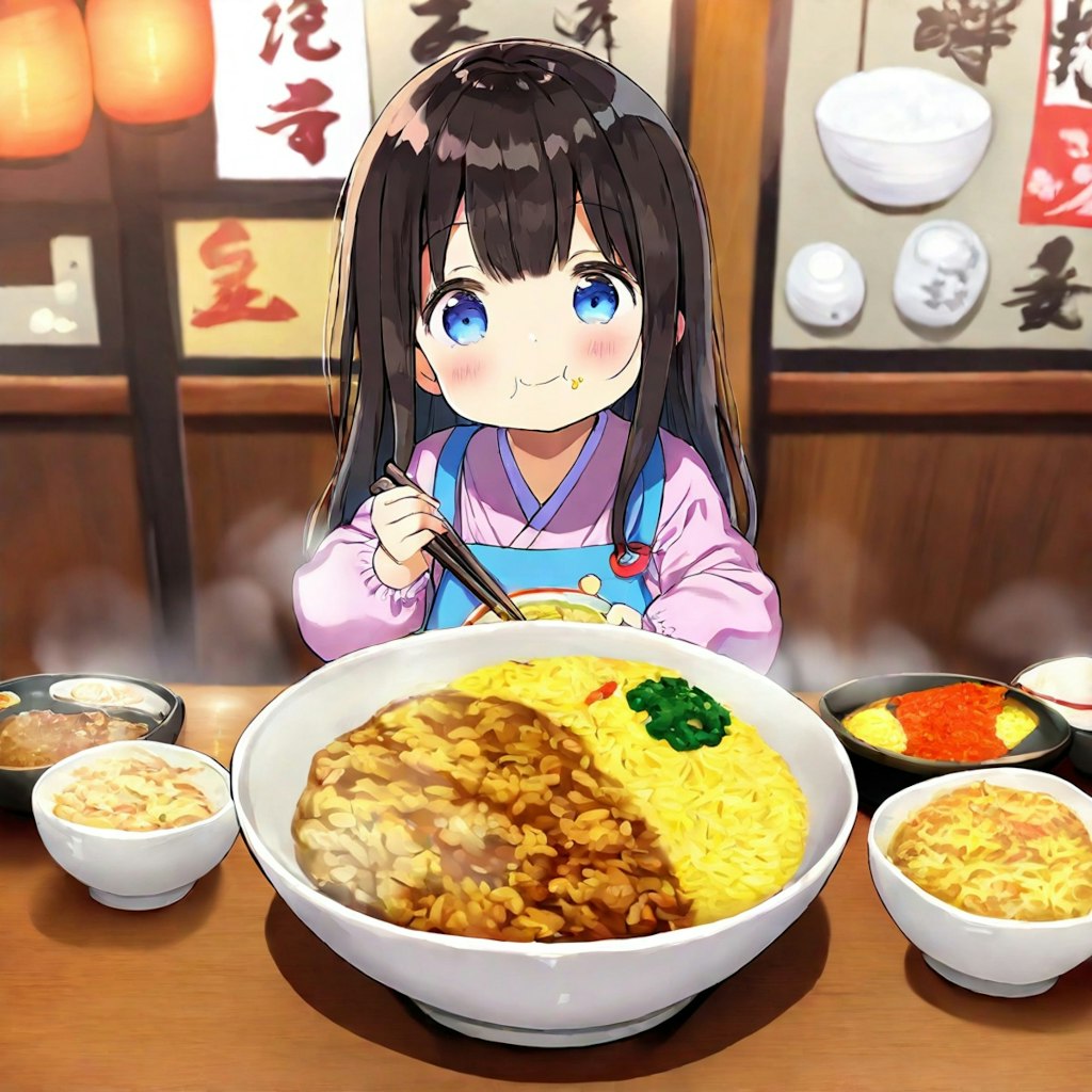 いっぱい食べてる小さな女の子