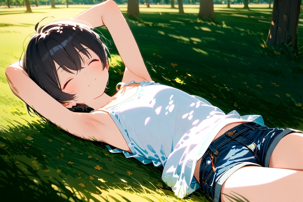 Nap in the summer grass park