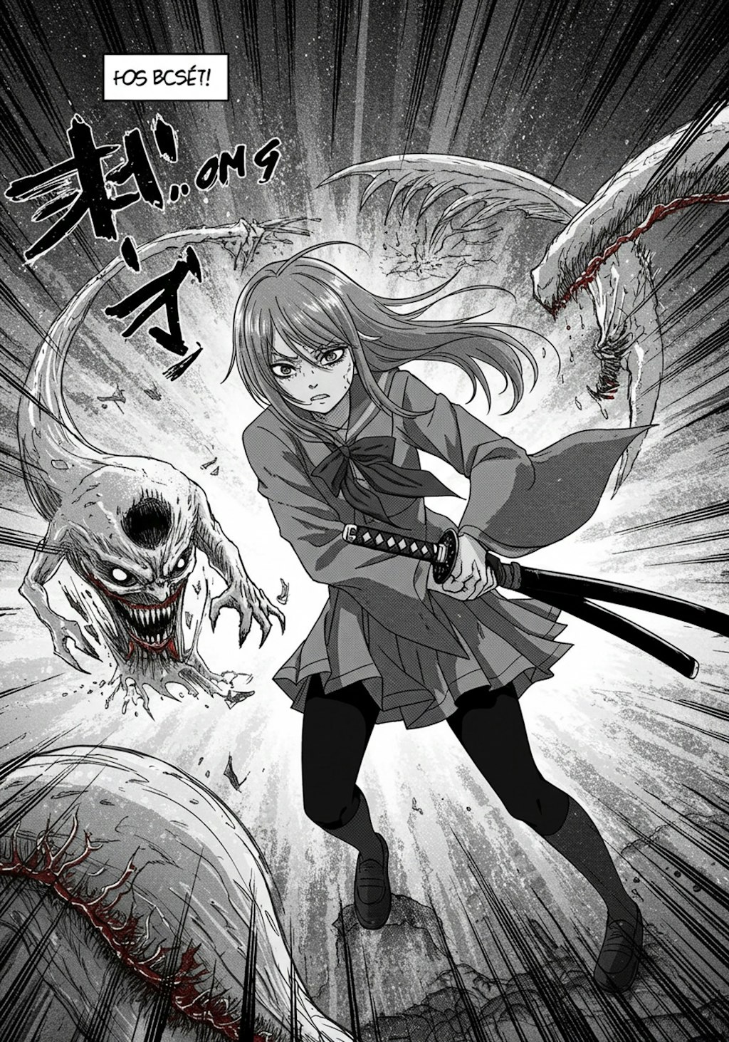 10ページAI漫画「侍の魂が宿ったJKの逆襲！～覚醒した八人のJK～」（imageFX製）