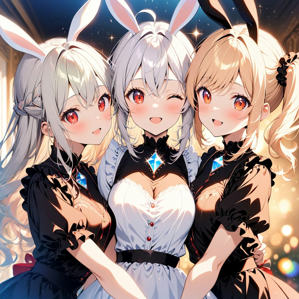 兎娘たちの忘年会 🐰×🐰×🐇