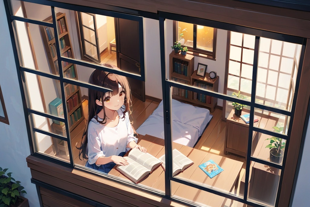 窓辺で読書