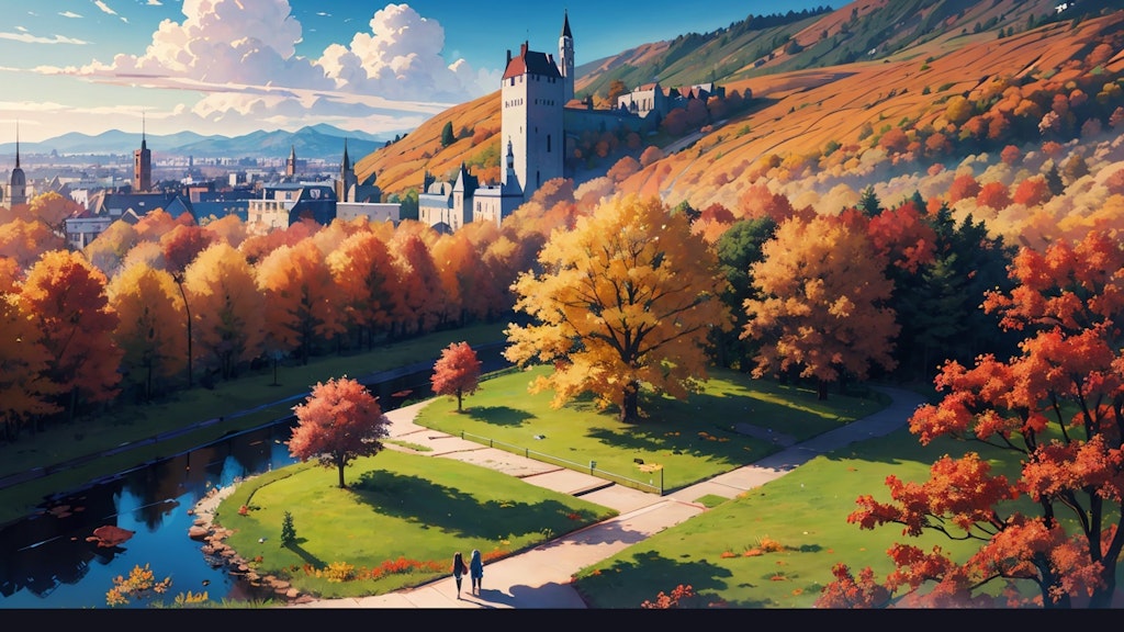 [壁紙] 秋のヨーロッパ風 -城下街-