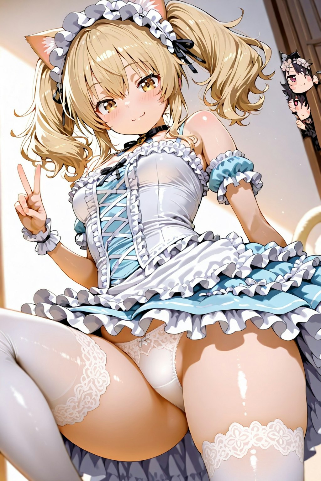 ピースサインをする美少女 －実験的画像生成 －