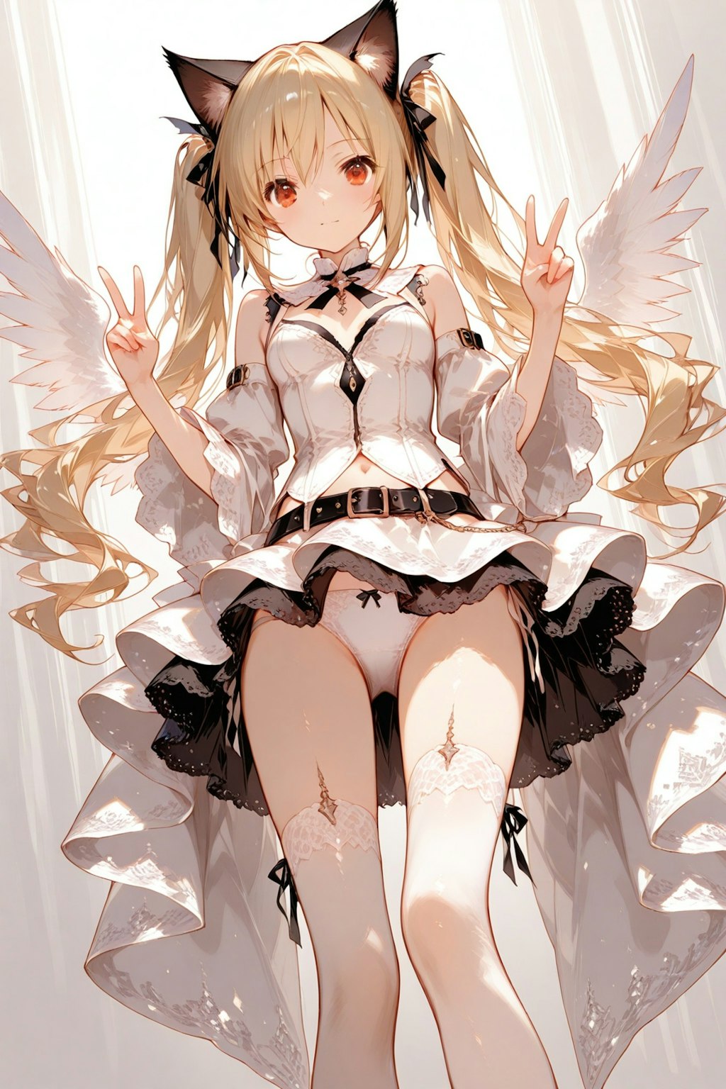 ピースサインをする美少女 －実験的画像生成 －