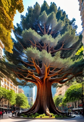 Giant tree in the middle of the city