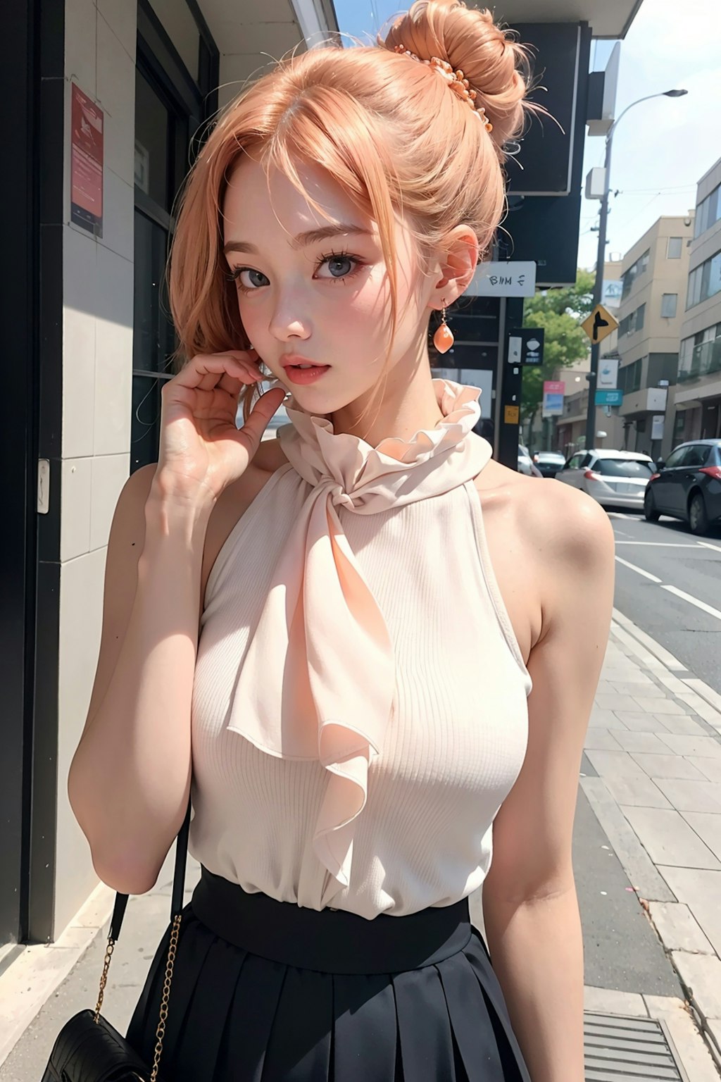 Peach fuzz-colored blouse