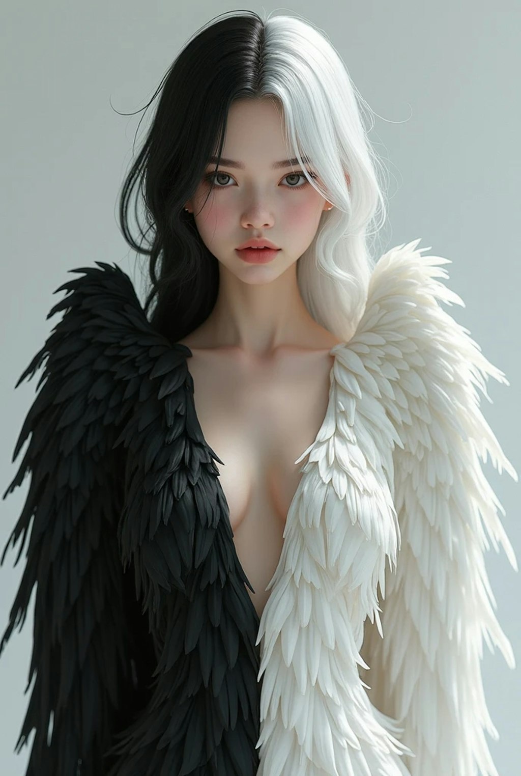 Girl with two-colored wings