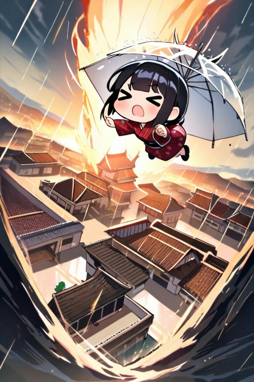 雨の日の黒髪ちゃん