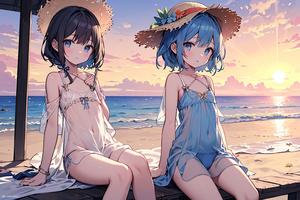 [企画を振り返る]海と夕日と女の子2