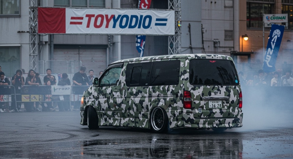 迷彩柄ハイエースのドリ車