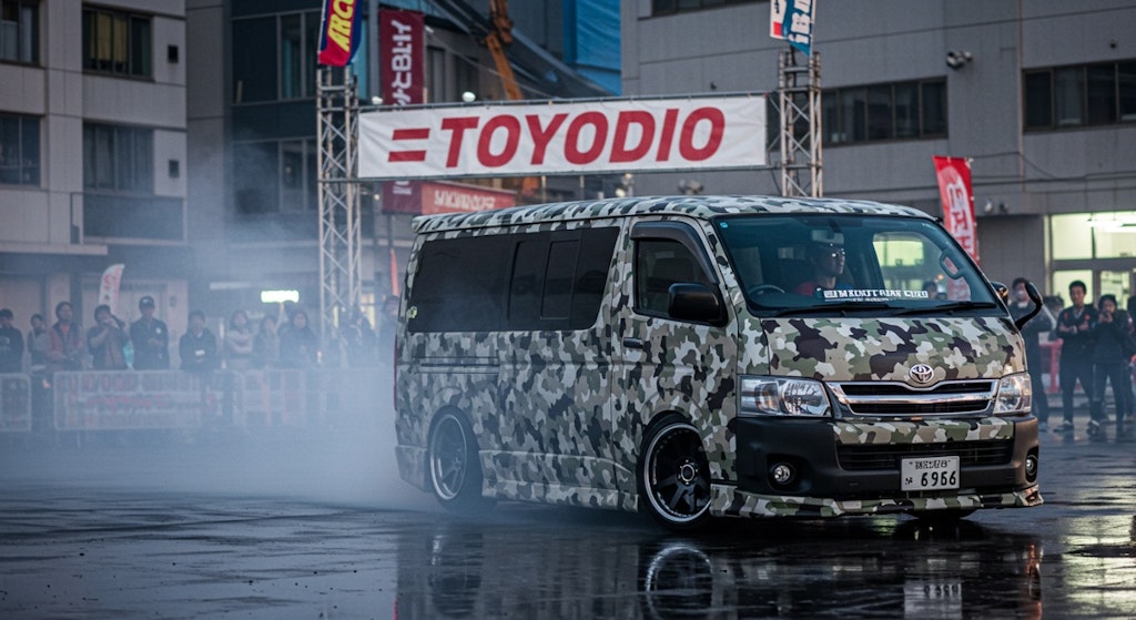 迷彩柄ハイエースのドリ車