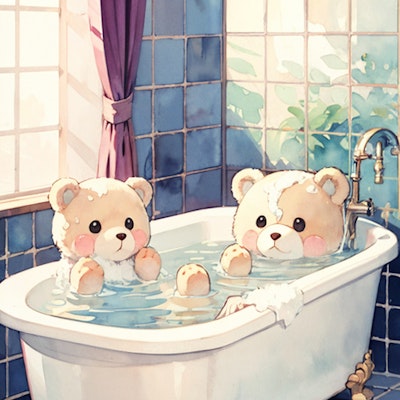お風呂で疲れを癒すクマ