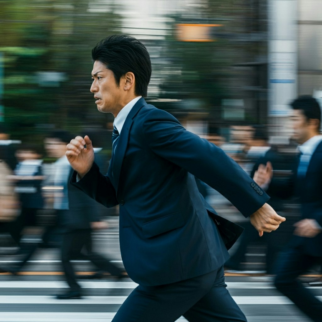 全力で走るサラリーマン