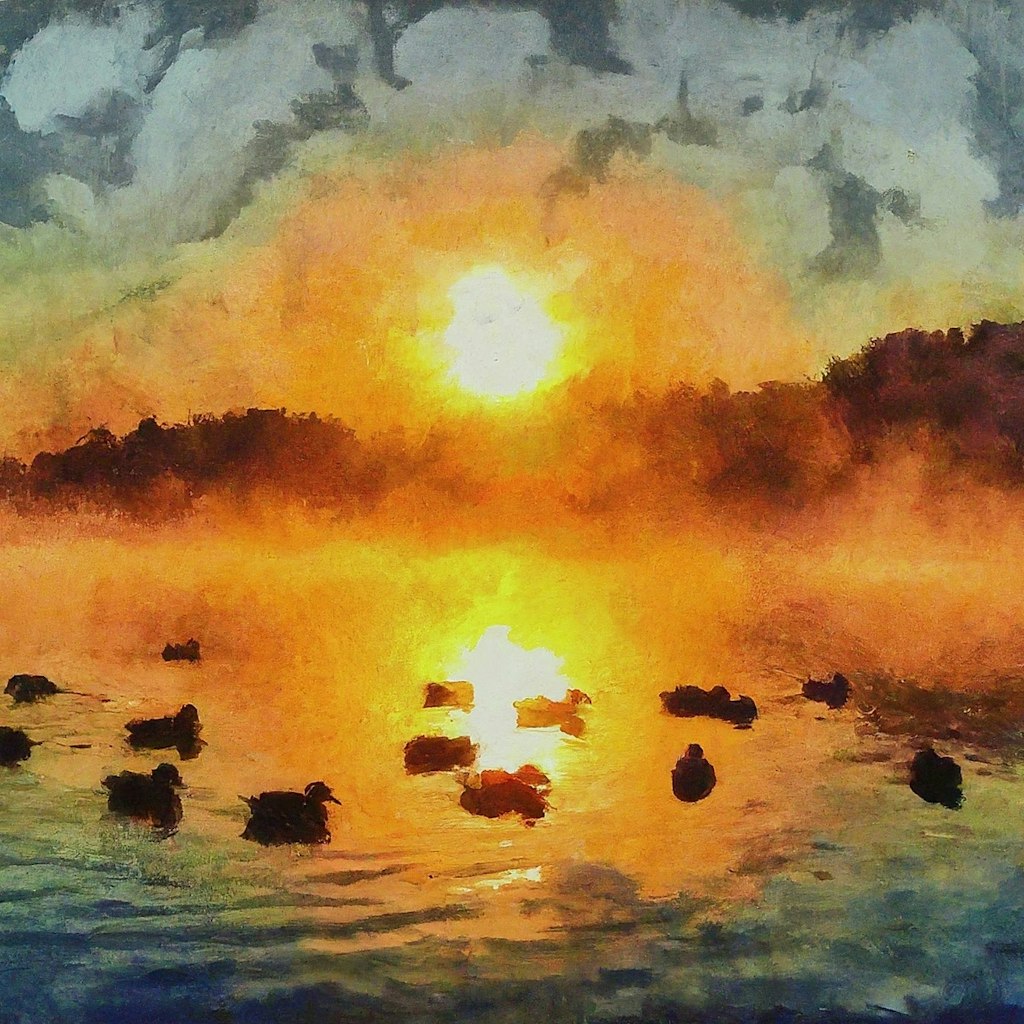 Ducks at dusk