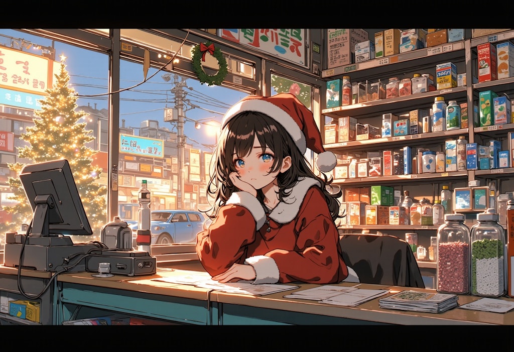 退屈そうに店番をする女の子