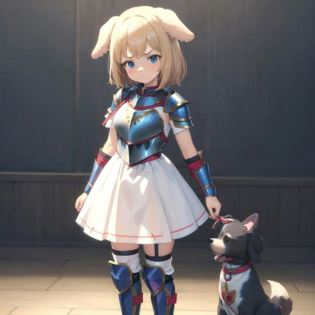 犬耳娘とショートスカートなドレスアーマー