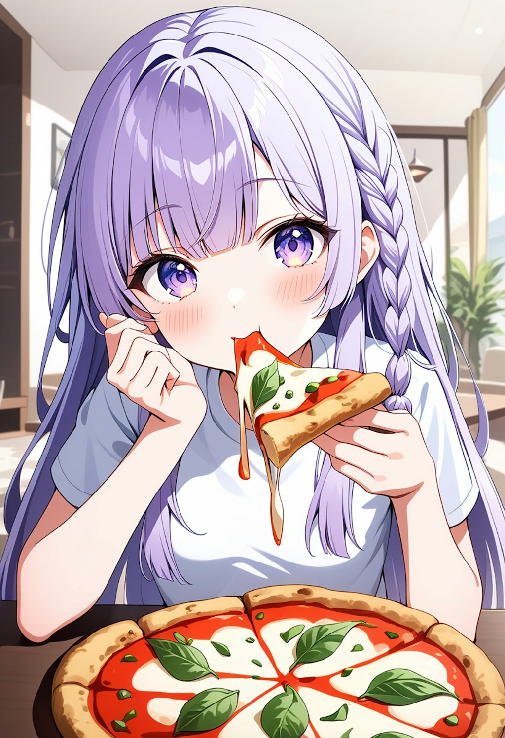 星莉奈(ピザうまー...ふふふ二刀流！丸かじり！！)[days AI]