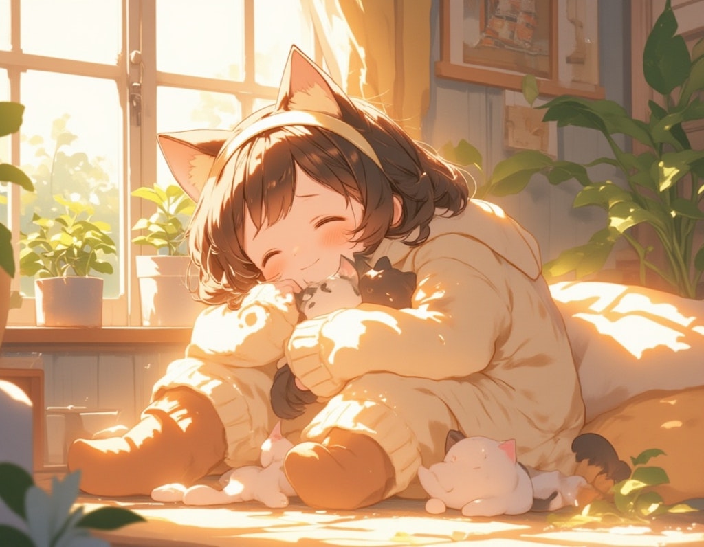 子猫を抱く女の子