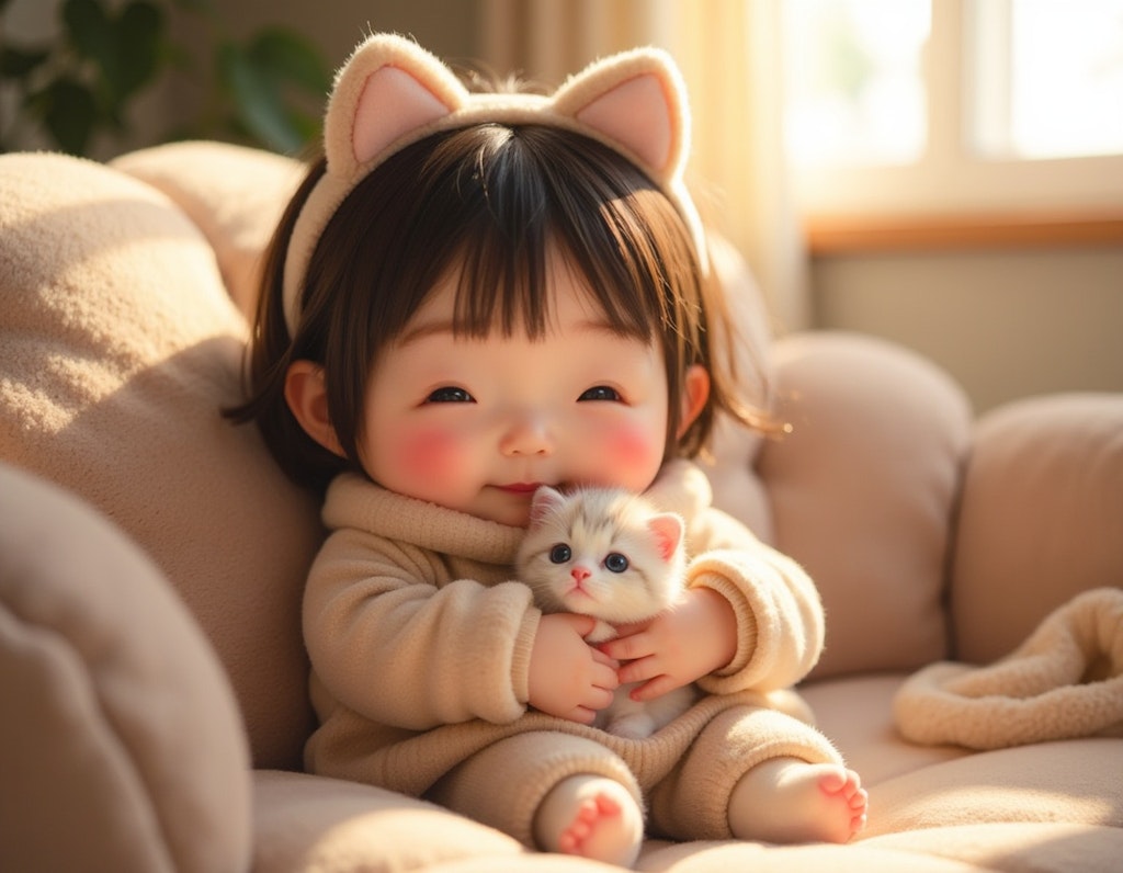 子猫を抱く女の子