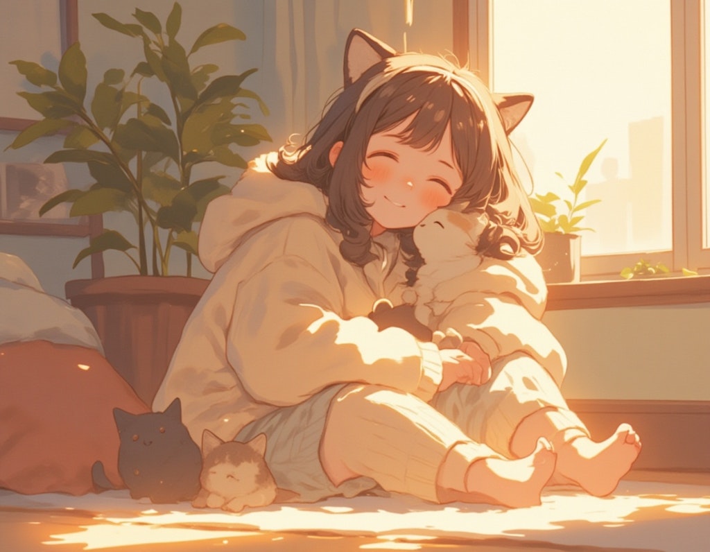 子猫を抱く女の子