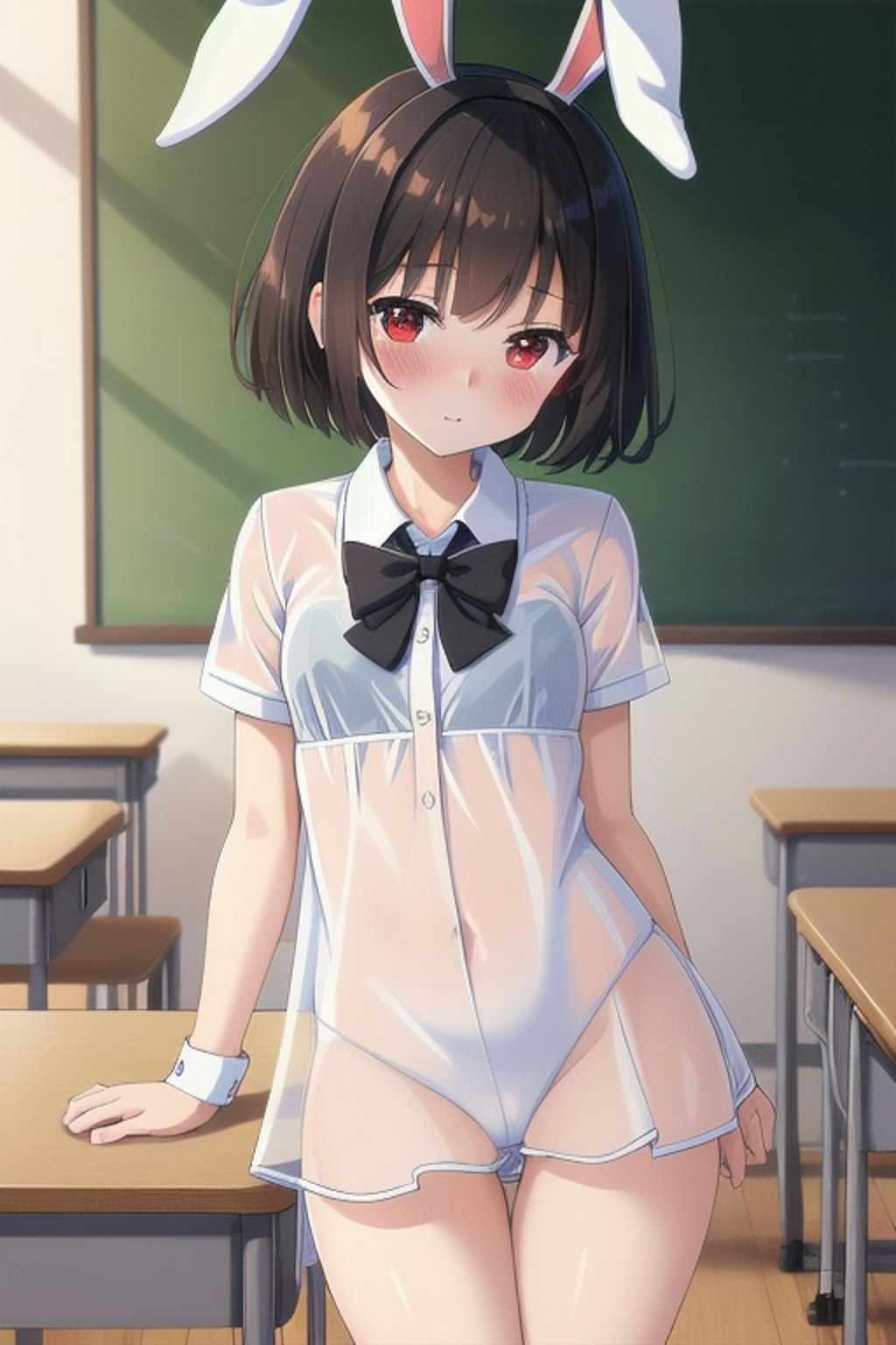 bunny girl in school practice